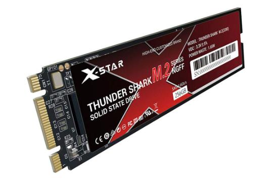 نمای چپ SSD ایکس استار Thunder Shark NVMe M.2 ظرفیت 256 گیگابایت