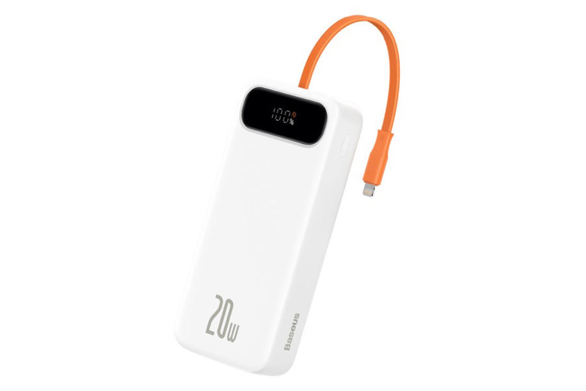 نمای جانبی پاور بانک باسئوس Block Digital Display با ظرفیت 20000 میلی‌آمپرساعت