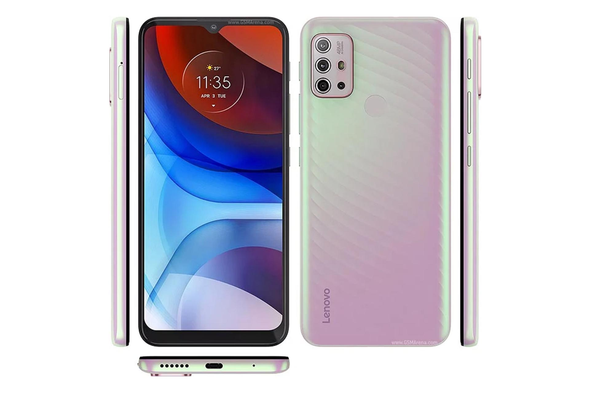 گوشی لنوو کی 13 نوت رنگ سفید مایل به صورتی از نماهای مختلف