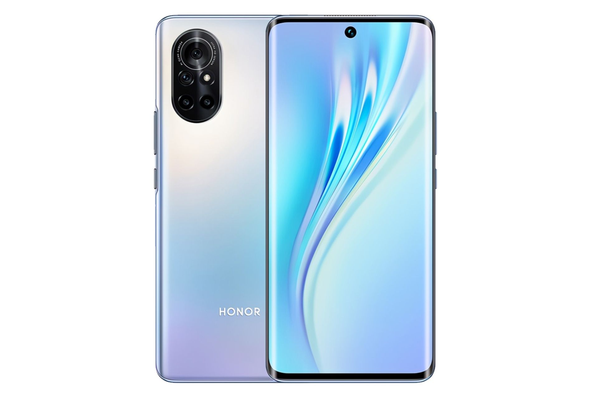 نمای جلو و پشت موبایل آنر وی 40 لایت رنگ آبی