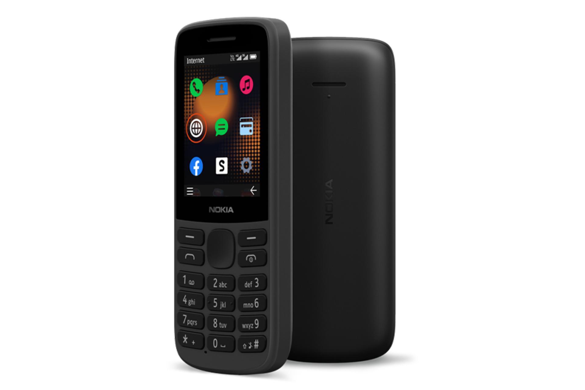 گوشی Nokia 215 4G نمای جلو مشکی / نوکیا 215