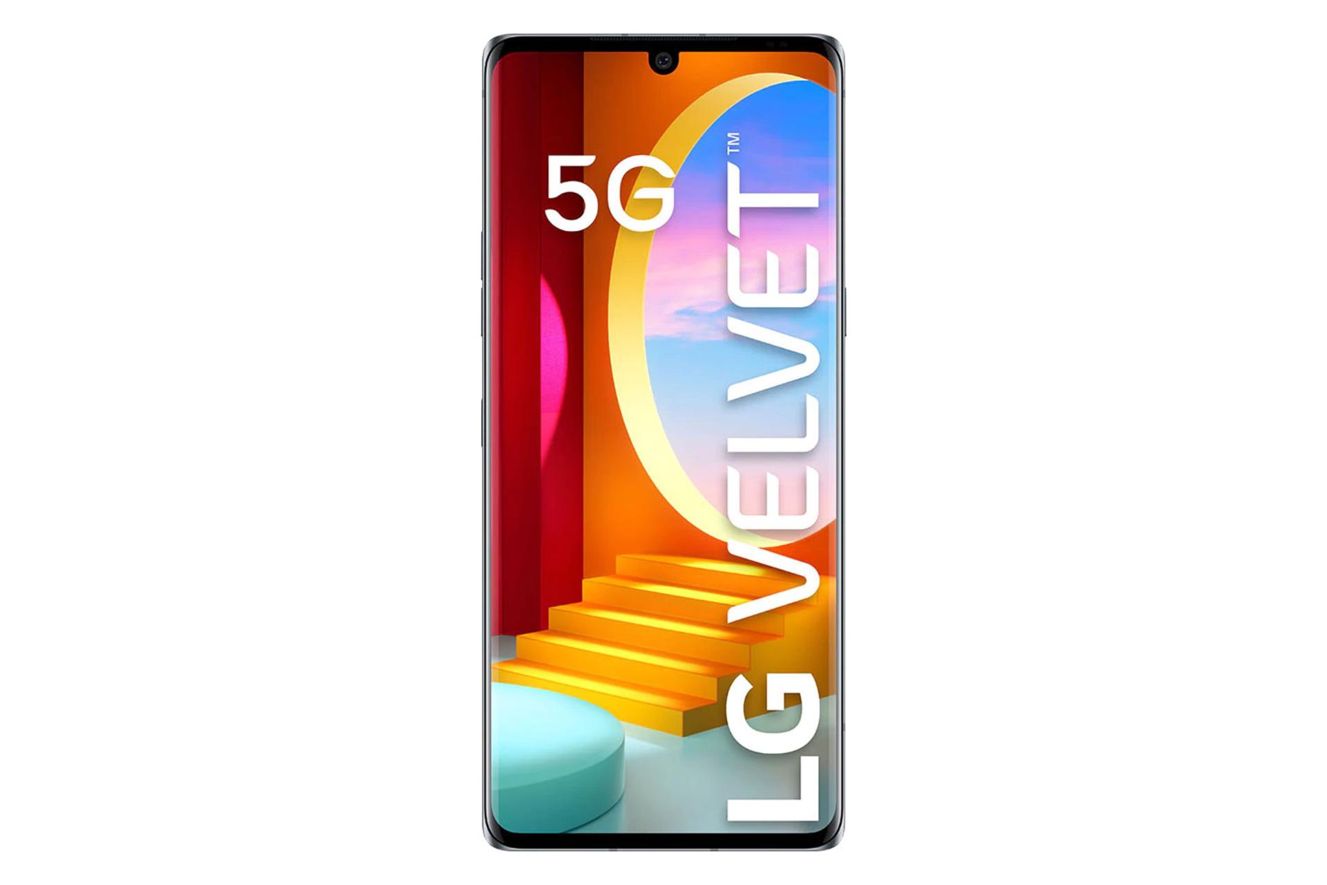 نمای جلو موبایل ولوت 5G ال جی رنگ مشکی