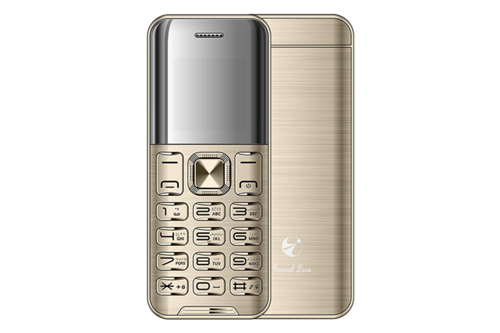 نمای جلو و پشت گوشی General Luxe 2690 Slim طلایی