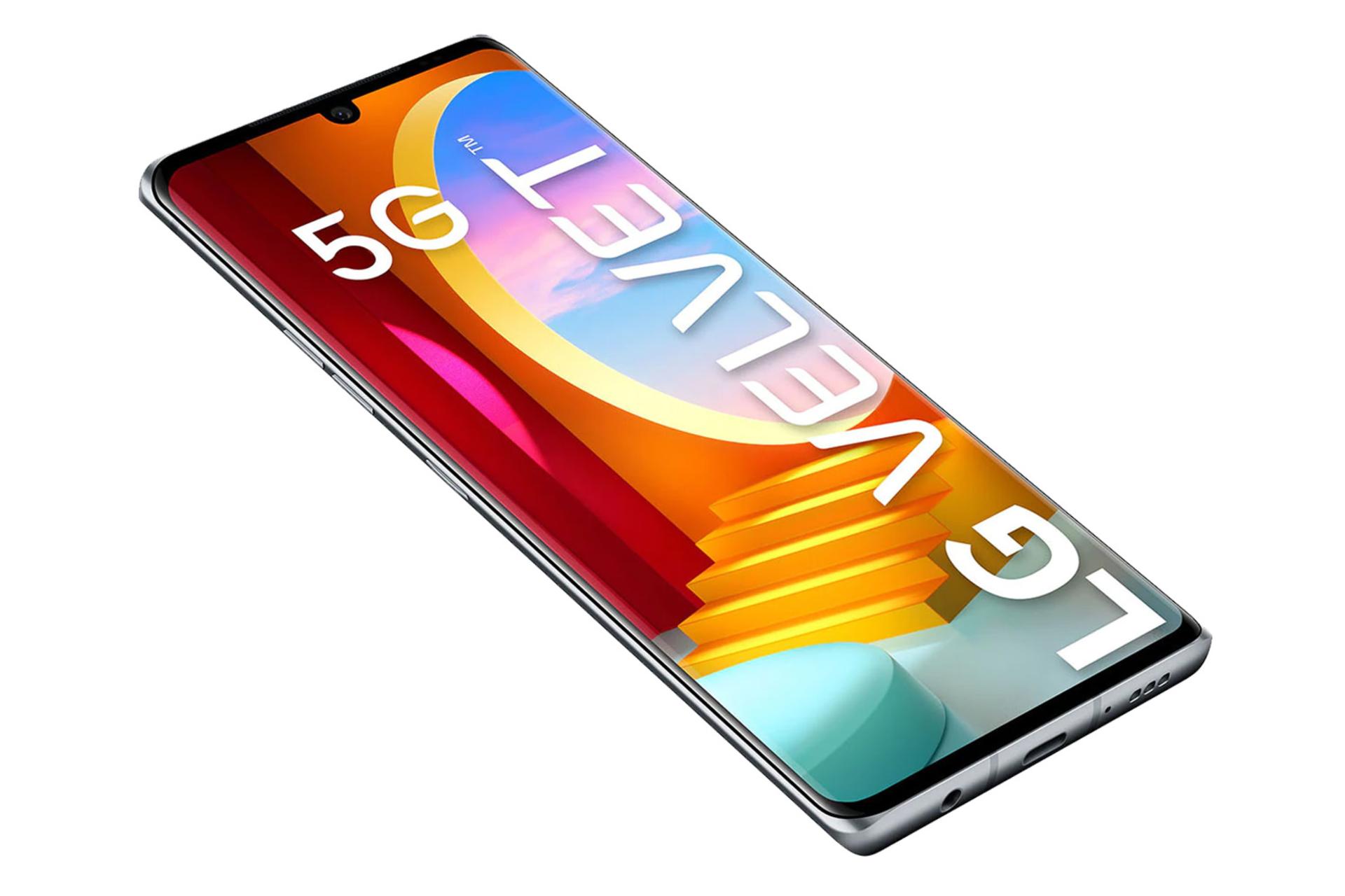 نمای جلو موبایل ولوت 5G ال جی رنگ مشکی