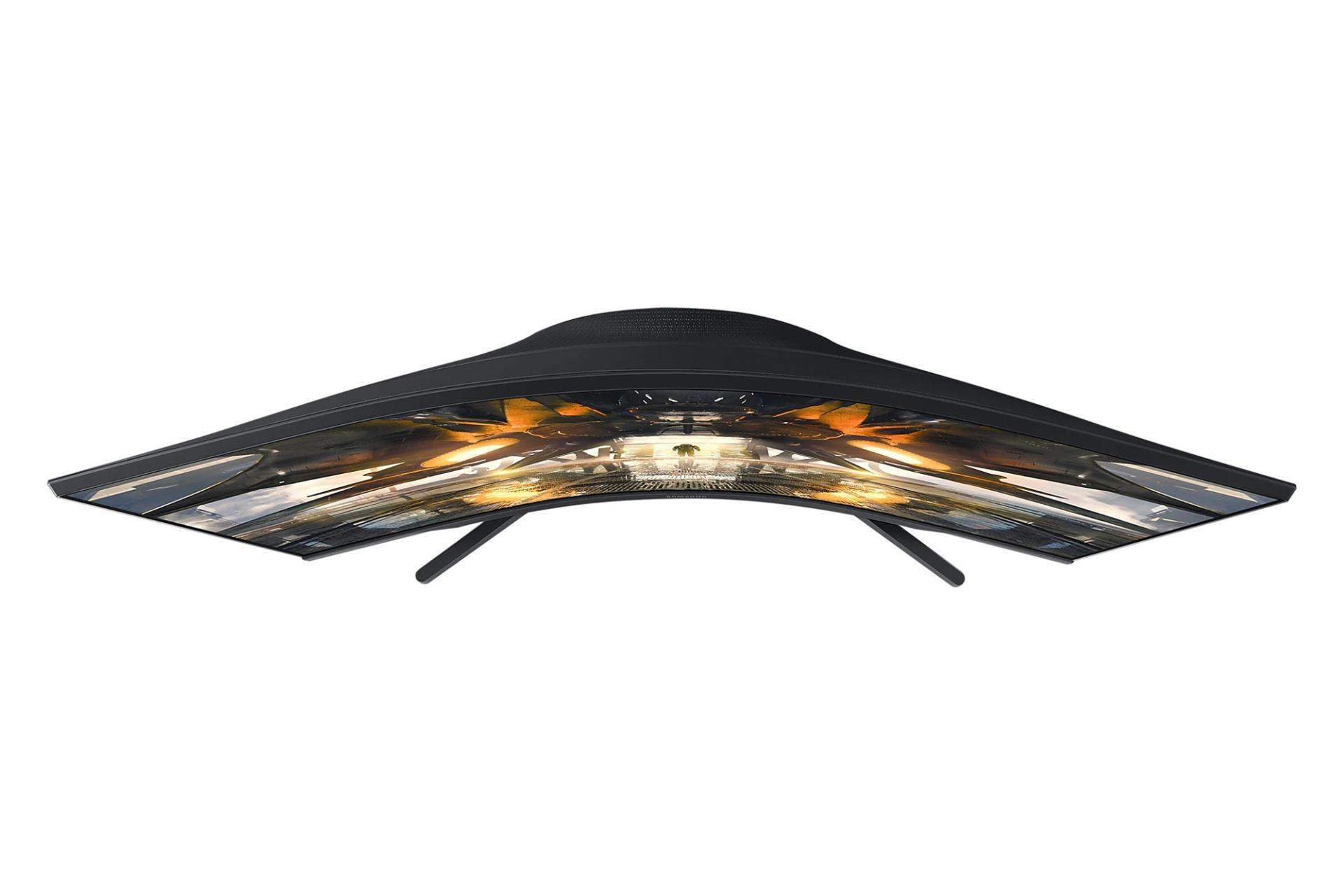 نمایش انحنای صفحه مانیتور سامسونگ 32 اینچ مدل LS32AG550EM از بالا