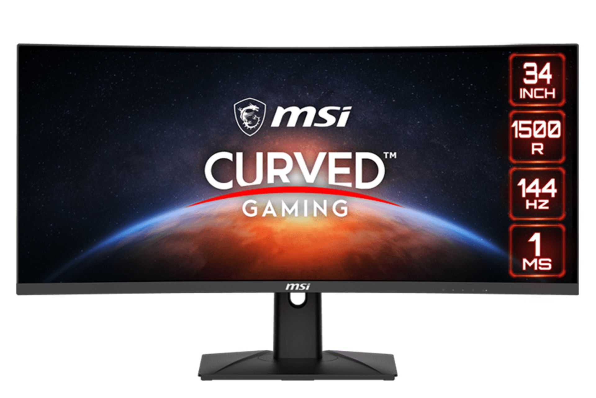 نمای روبروی مانیتور ام اس آی 34 اینچ مدل Optix MAG343CQR