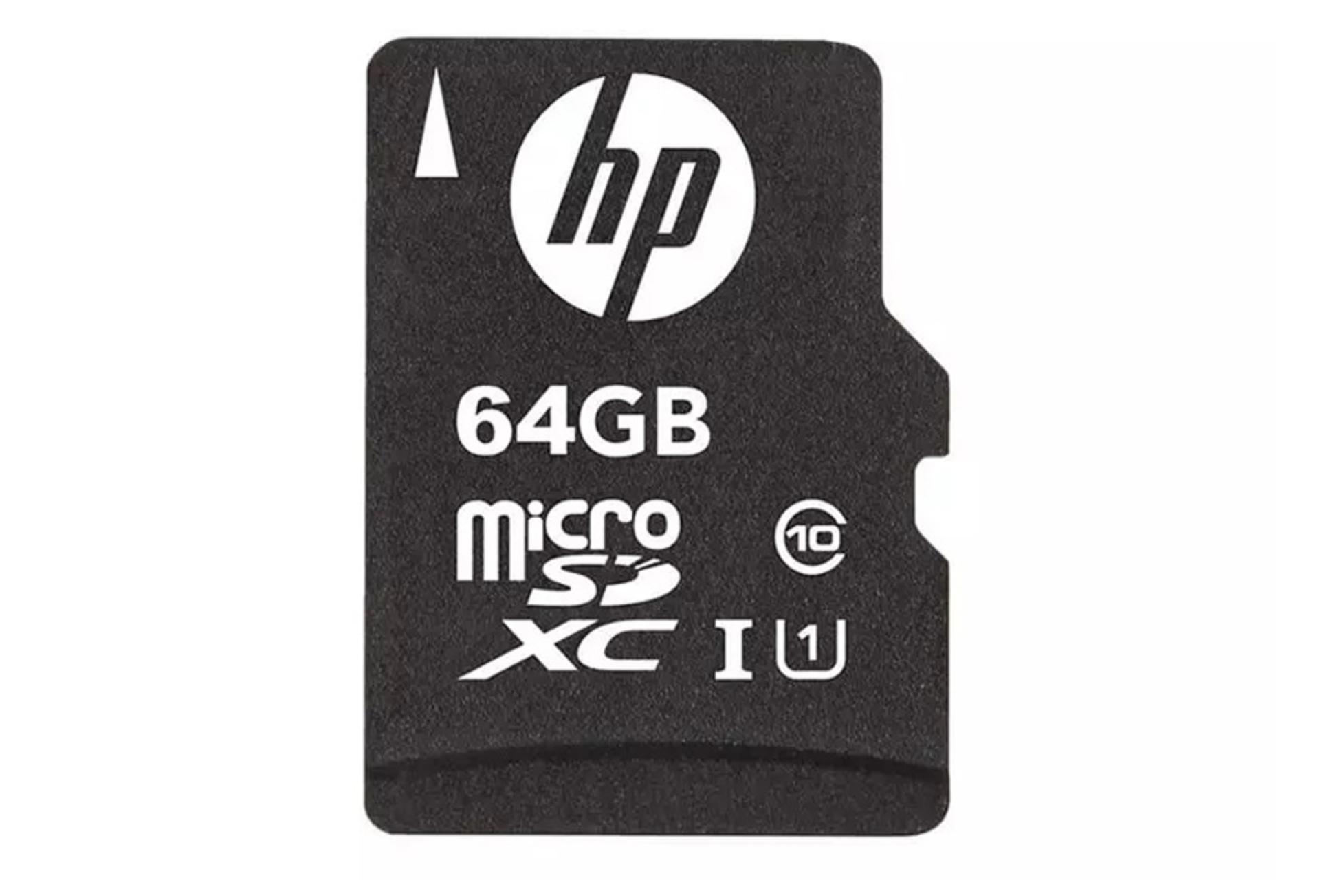 نمای روبرو کارت حافظه اچ پی microSDXC با ظرفیت 64 گیگابایت مدل MX210 کلاس 10