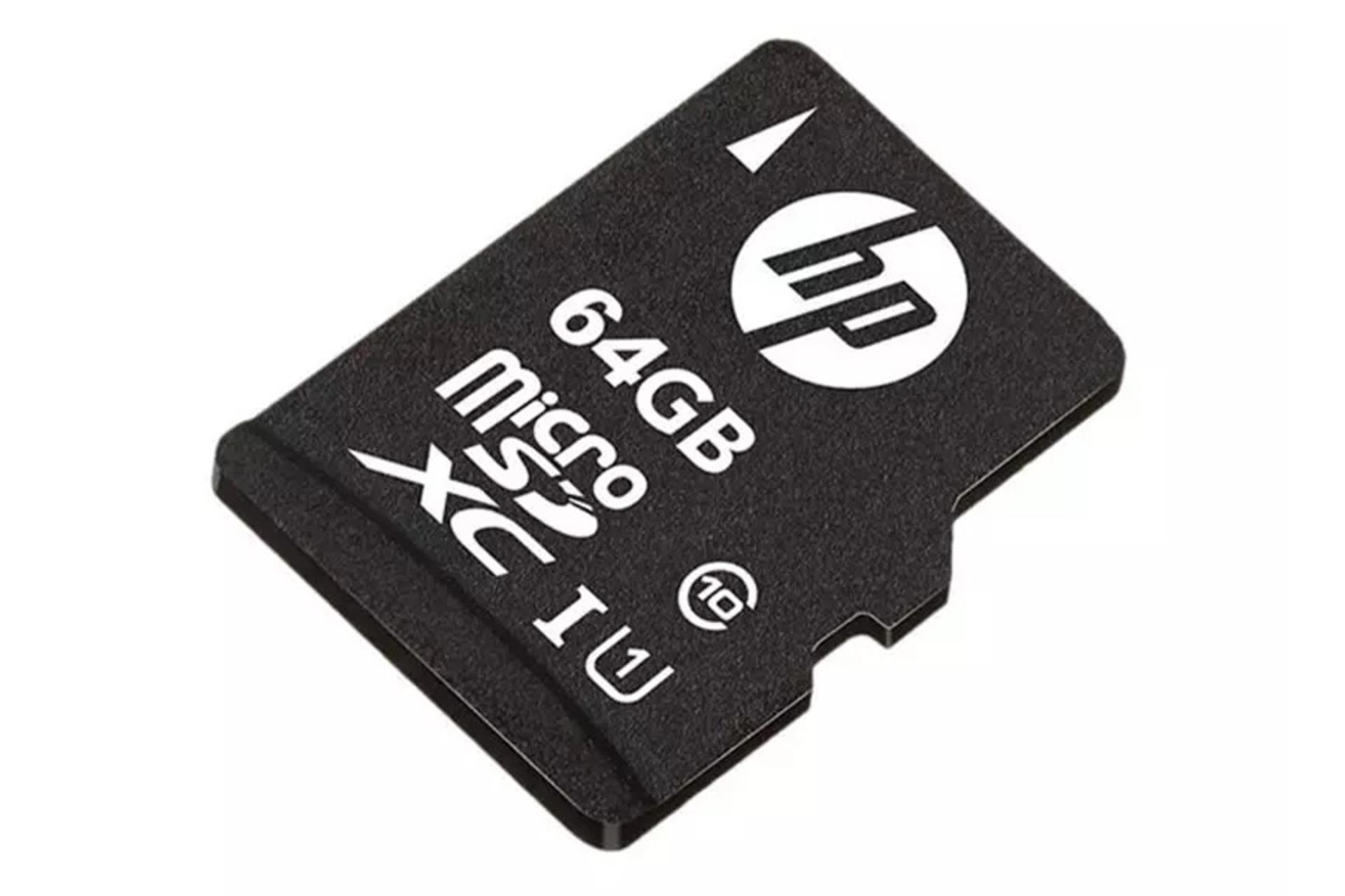 نمای جانبی کارت حافظه اچ پی microSDXC با ظرفیت 64 گیگابایت مدل MX210 کلاس 10