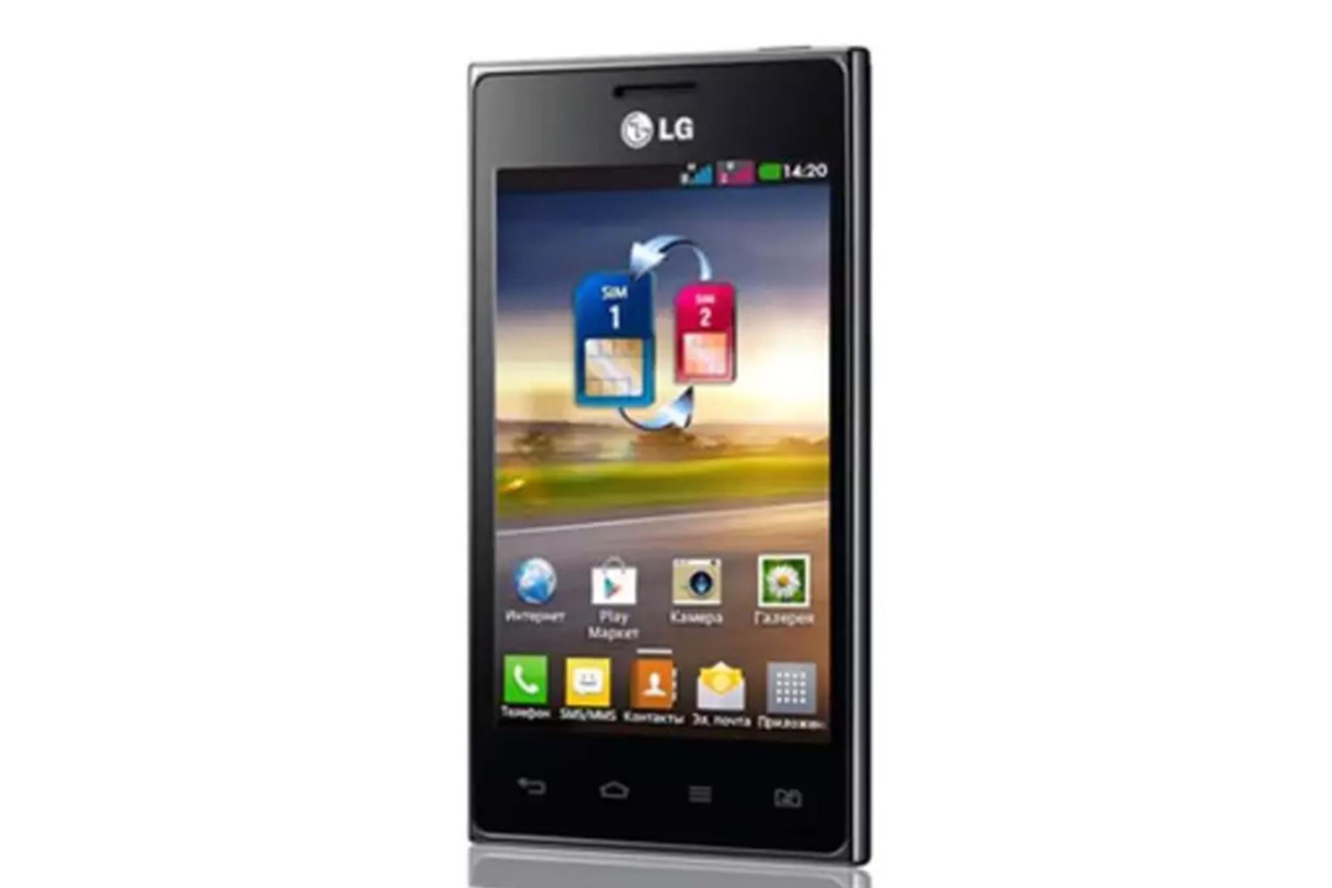 نمای نیمرخ راست گوشی ال جی اپتیموس L5 E615