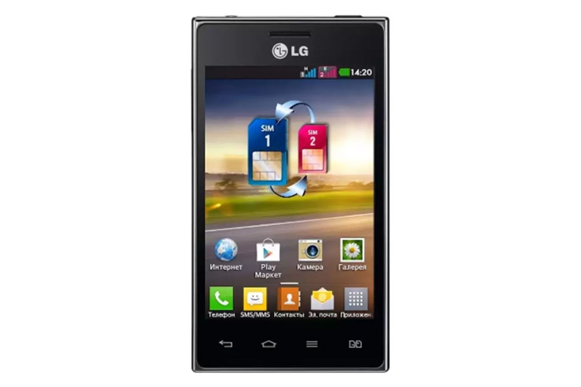 نمای جلو گوشی ال جی اپتیموس L5 E615 رنگ مشکی