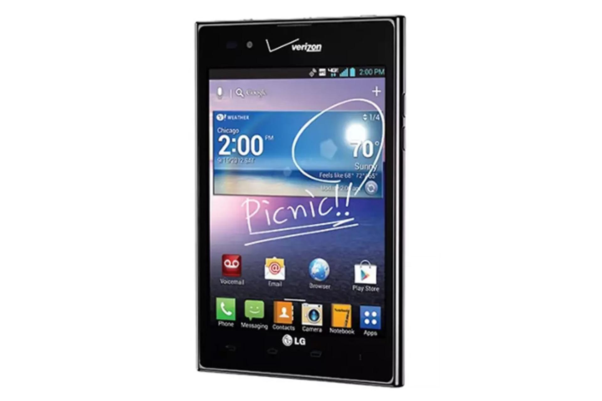 نمای نیمرخ راست گوشی ال جی Intuition VS950