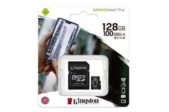جعبه کارت حافظه کینگستون microSDXC با ظرفیت 128 گیگابایت مدل Canvas Select Plus کلاس 10
