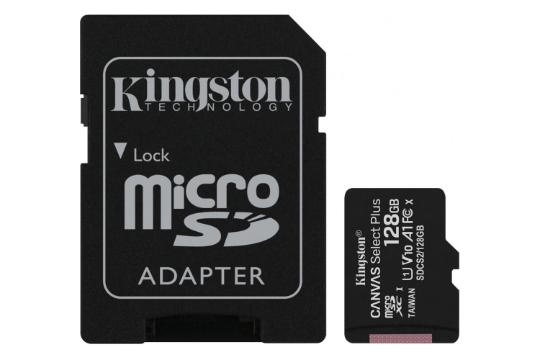 کارت حافظه کینگستون microSDXC با ظرفیت 128 گیگابایت مدل Canvas Select Plus کلاس 10