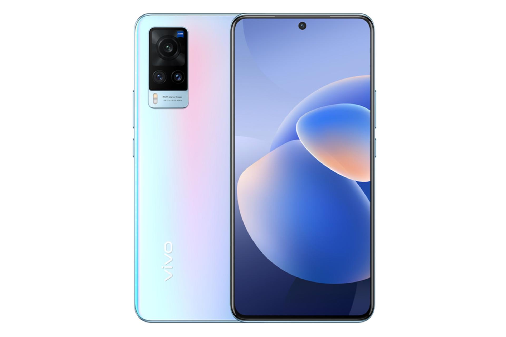 نمای پشت و جلو موبایل ایکس 60 تی ویوو رنگ آبی گرادیانی