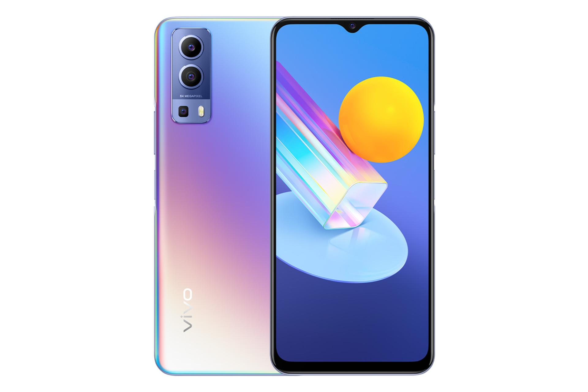 نمای پشت و جلو موبایل ویوو وای 72 5 جی رنگ گرادیانی