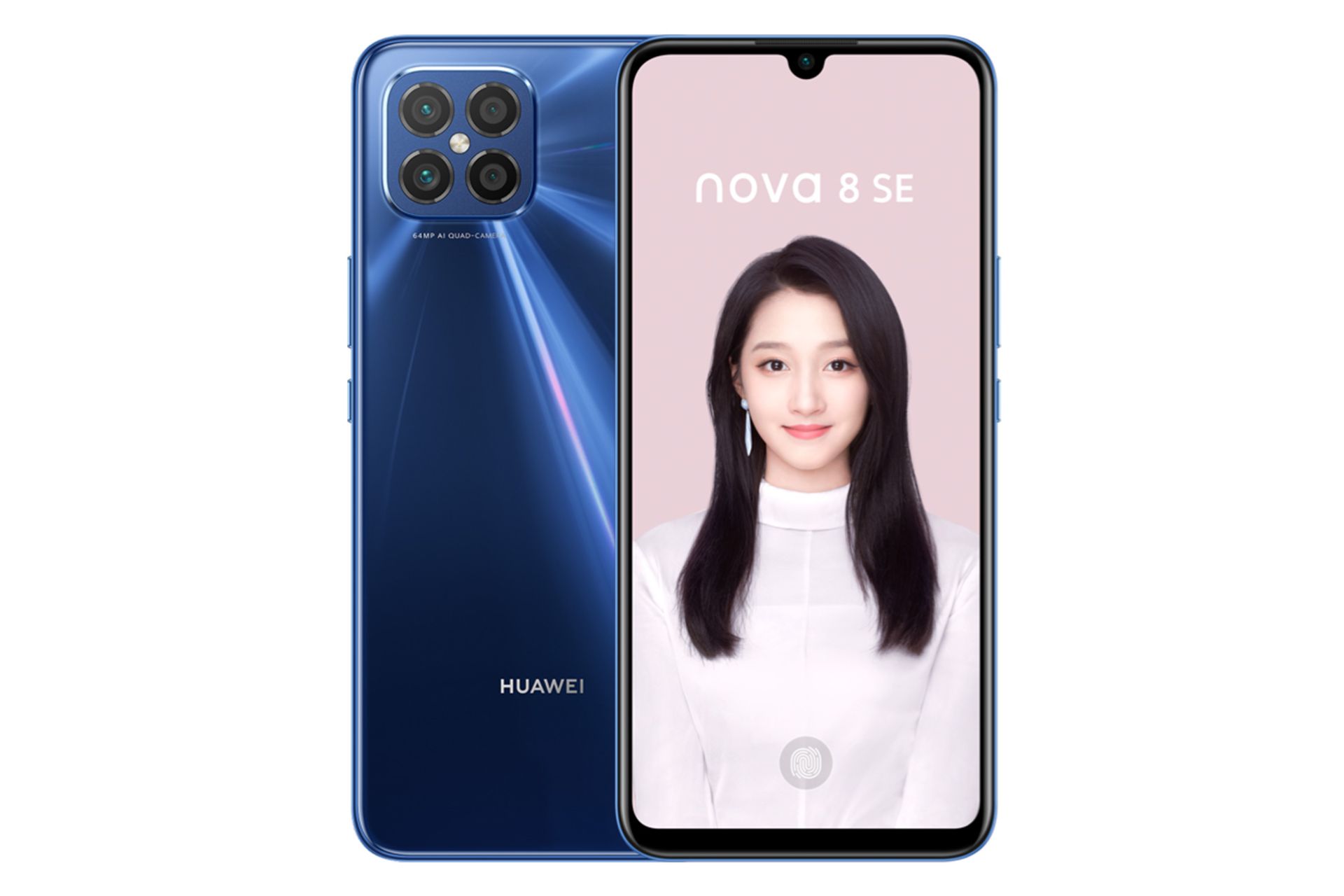 گوشی هواوی نوا 8 اس ای رنگ سورمه ای از نمای پشت و جلو