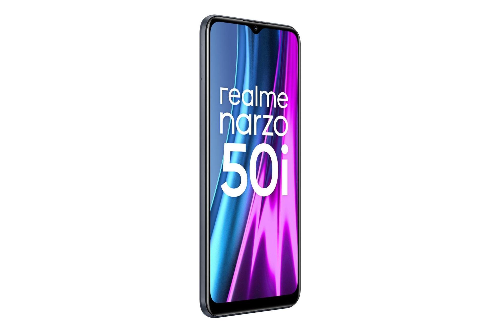 نمای چپ پنل جلو گوشی موبایل ریلمی نارزو 50 آی / Realme Narzo 50i مشکی