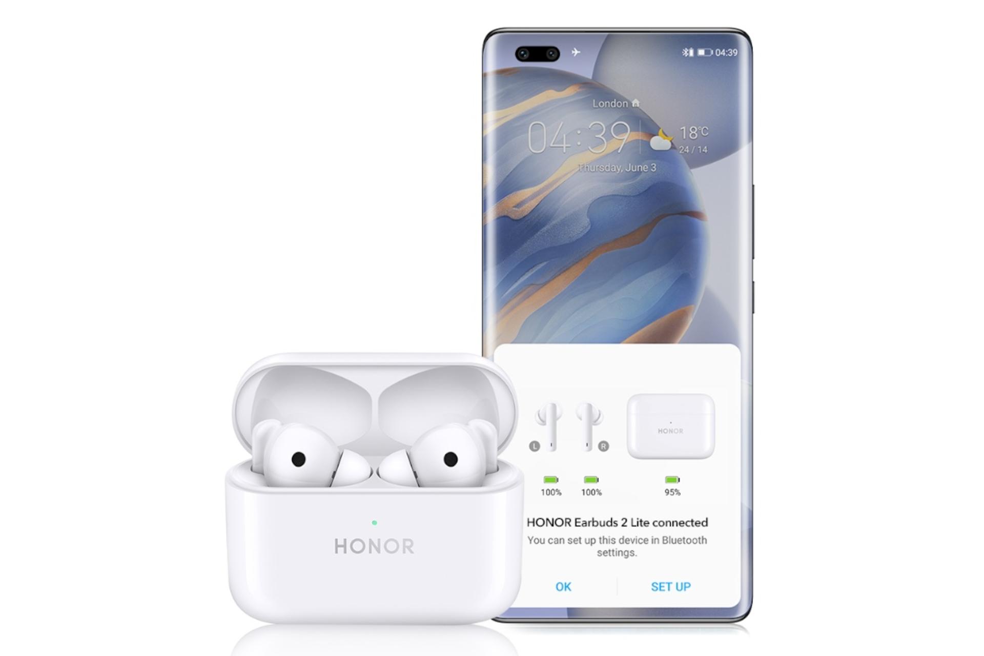 محفظه شارژ ایرباد بی سیم آنر HONOR Earbuds 2 Lite سفید