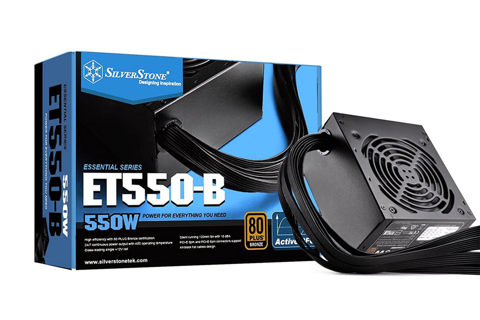 بسته بندی پاور کامپیوتر سیلور استون ET550-B با توان 550 وات