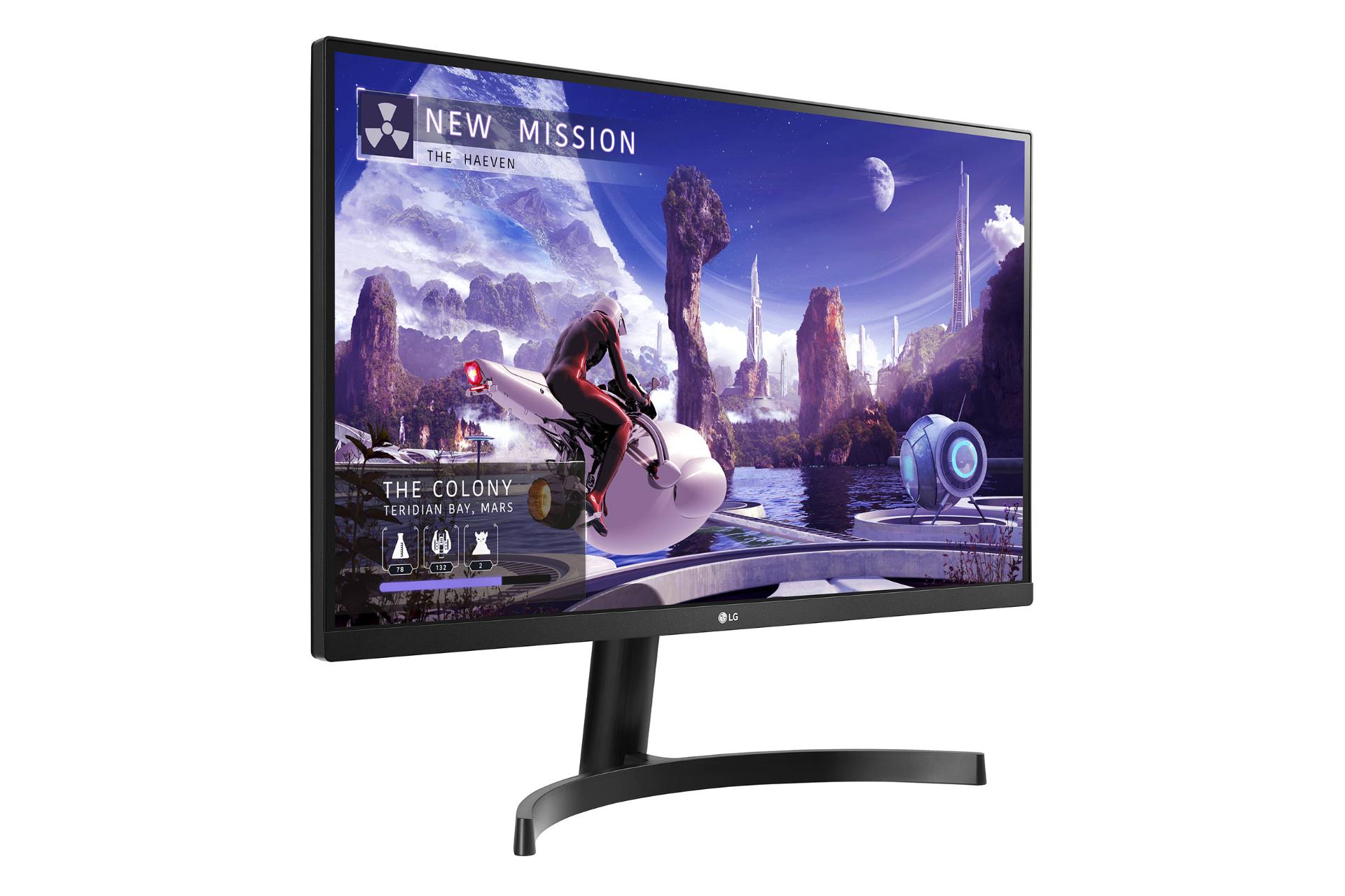 نمای نیم رخ جلو و سمت چپ مانیتور ال جی 27 اینچ مدل 27QN600 