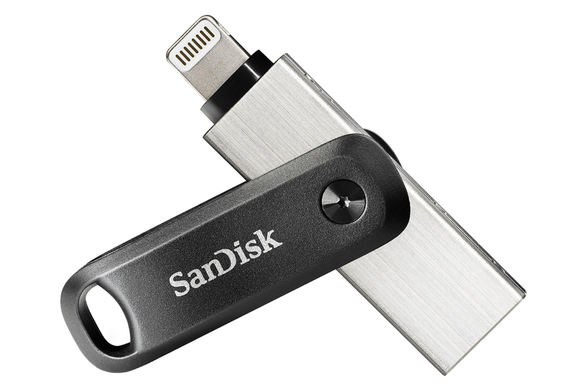 نمای چرخش نمای روبروی سن دیسک مدل iXpand Go ظرفیت 64 گیگابایت