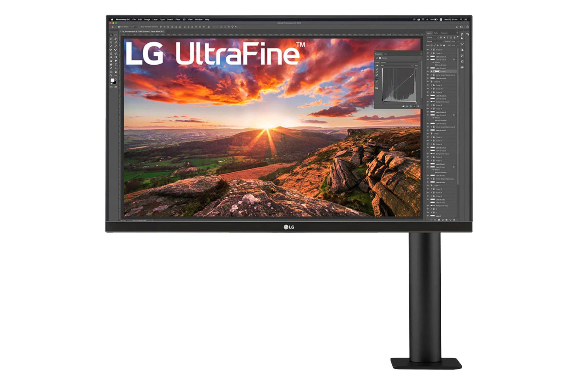 نمای روبروی مانیتور ال جی 27 اینچ مدل UltraFine 4K 27UN880
