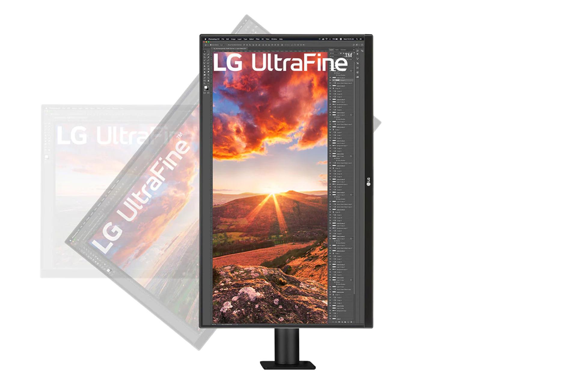 نمای چرخش پنل مانیتور ال جی 27 اینچ مدل UltraFine 4K 27UN880