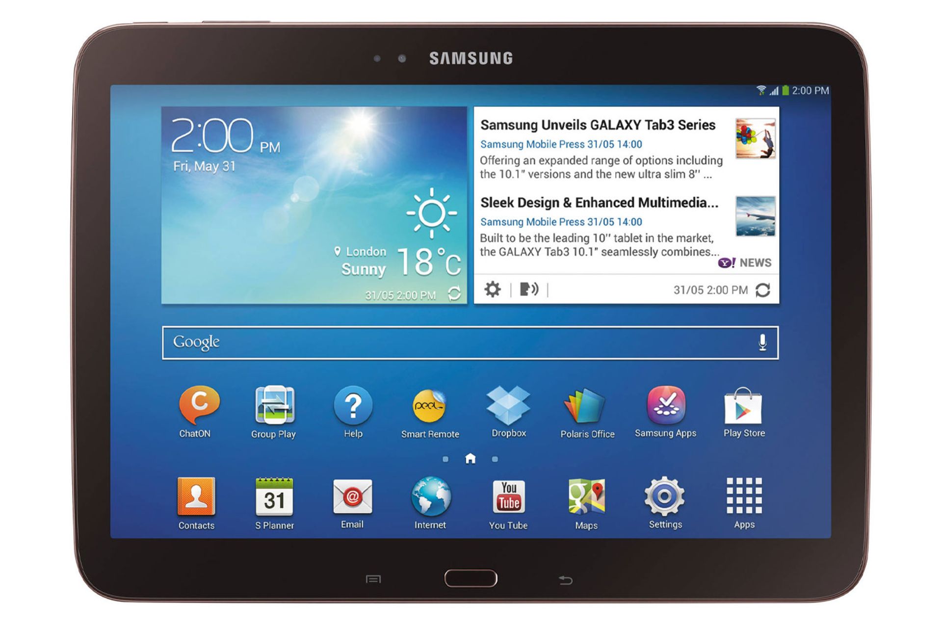 گلکسی تب 3 10.1 سامسونگ P5210 نمای جلو