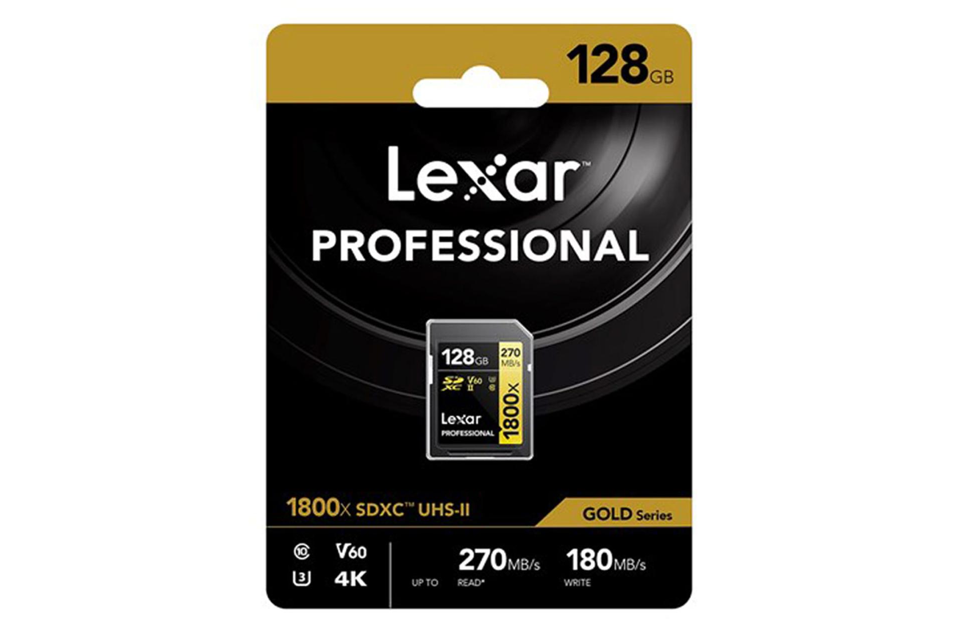 جعبه کارت حافظه لکسار microSDXC با ظرفیت 128 گیگابایت مدل Professional GOLD Series کلاس 10