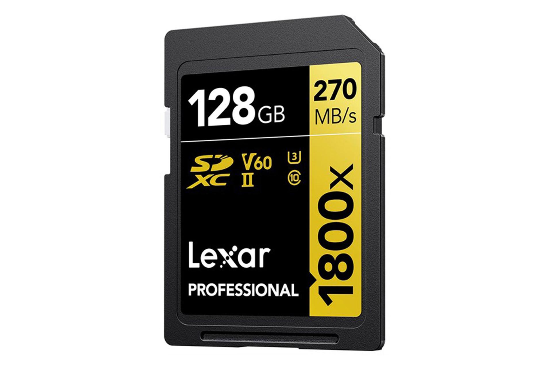 نمای راست کارت حافظه لکسار microSDXC با ظرفیت 128 گیگابایت مدل Professional GOLD Series کلاس 10