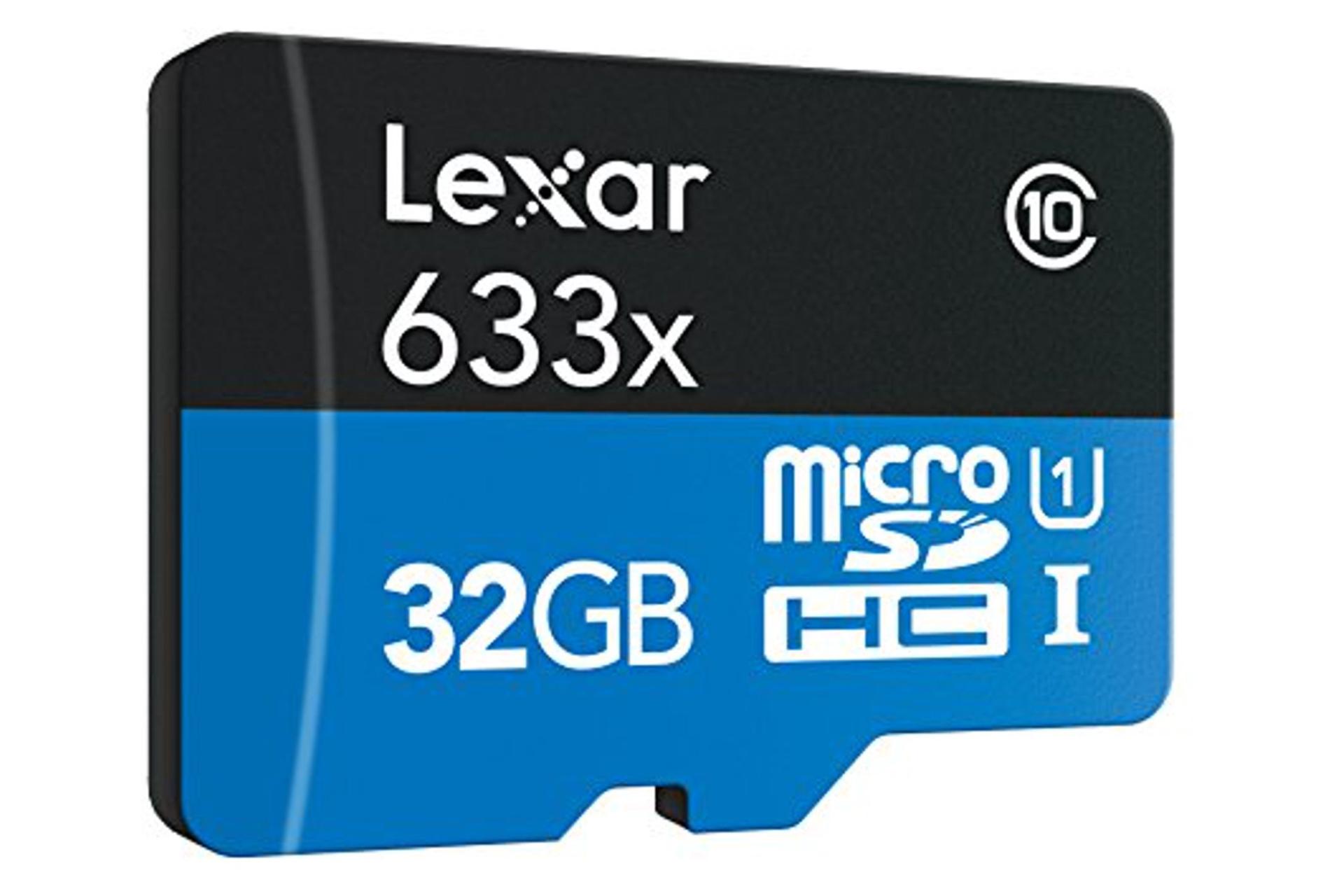 نمای جانبی کارت حافظه لکسار microSDHC با ظرفیت 32 گیگابایت مدل High Performance 633x A1 کلاس 10