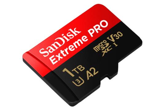 نمای جانبی کارت حافظه سن دیسک microSDXC با ظرفیت 1 ترابایت مدل Extreme Pro V30 A2 کلاس 10
