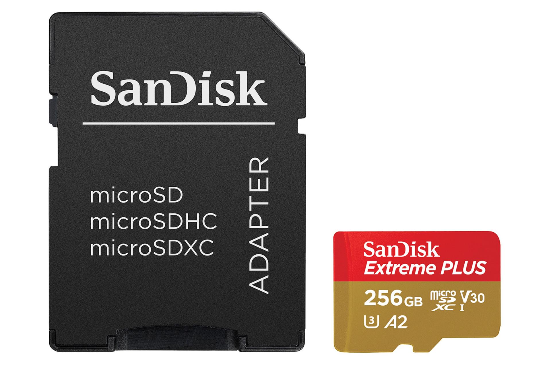 کارت حافظه سن دیسک microSDXC با ظرفیت 256 گیگابایت مدل Extreme V30 A2 کلاس 10