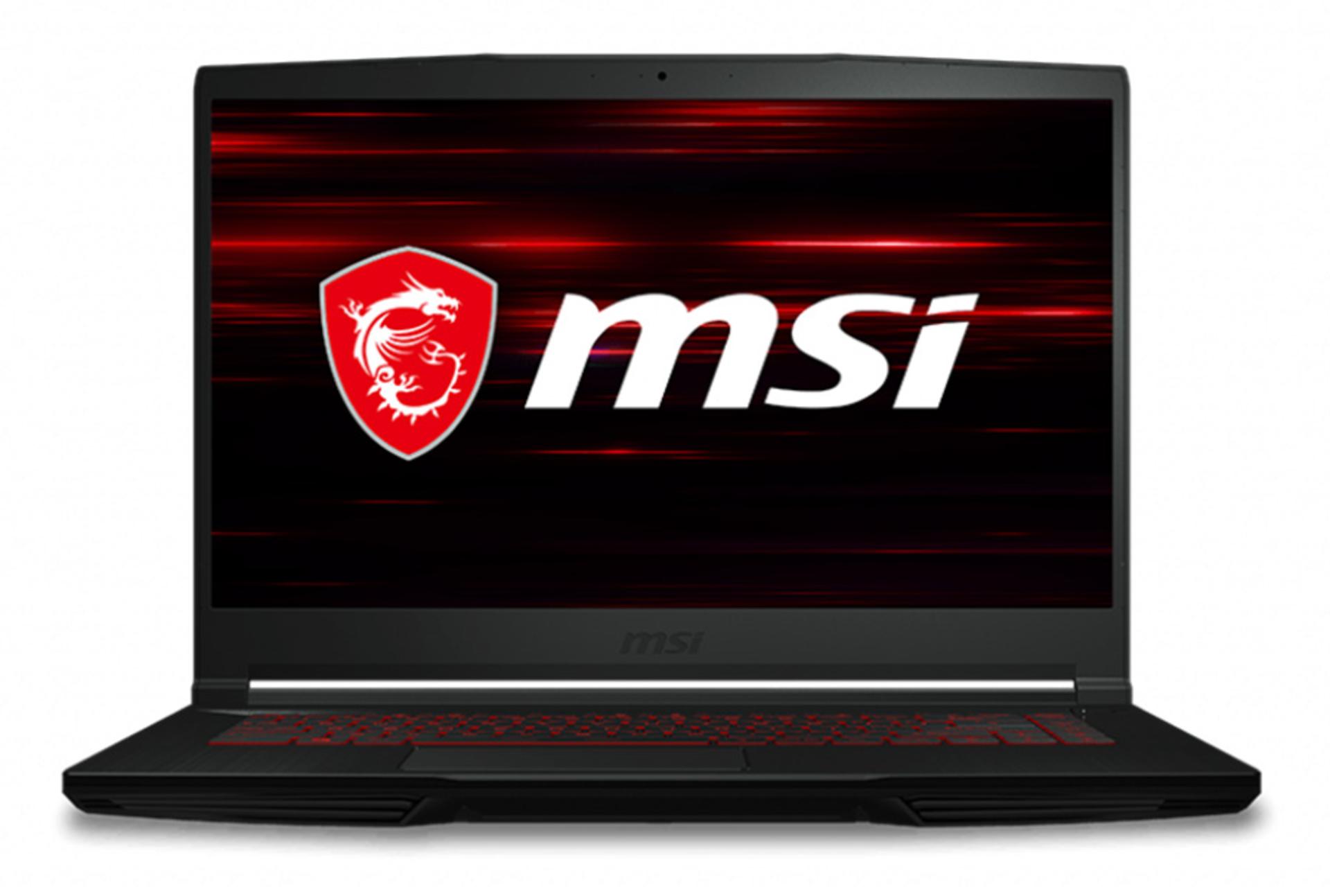 نمای جلو لپ تاپ ام اس آی GF63 تین 10SCXR با صفحه روشن