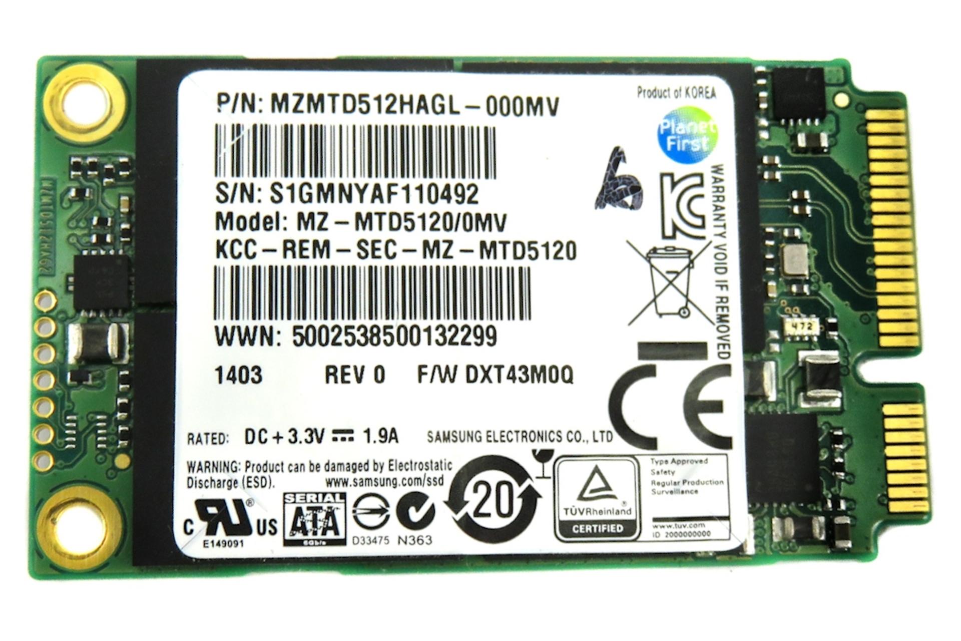 SSD سامسونگ Samsung MZMTD512HAGL mSATA 512GB ظرفیت 512 گیگابایت