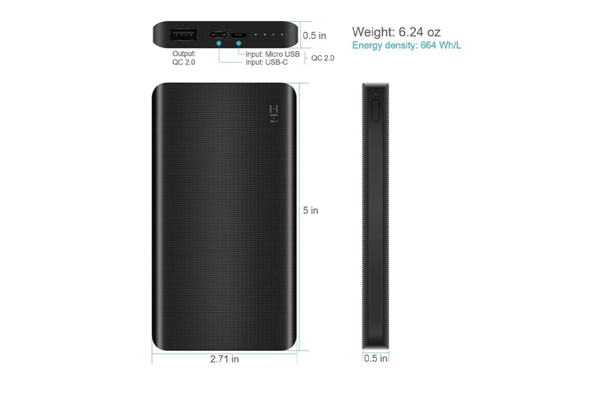 شیائومی زد ام آی پاورپک با ظرفیت 10000 میلی‌آمپر ساعت / Xiaomi ZMI Power Pack QB810 10000mAh