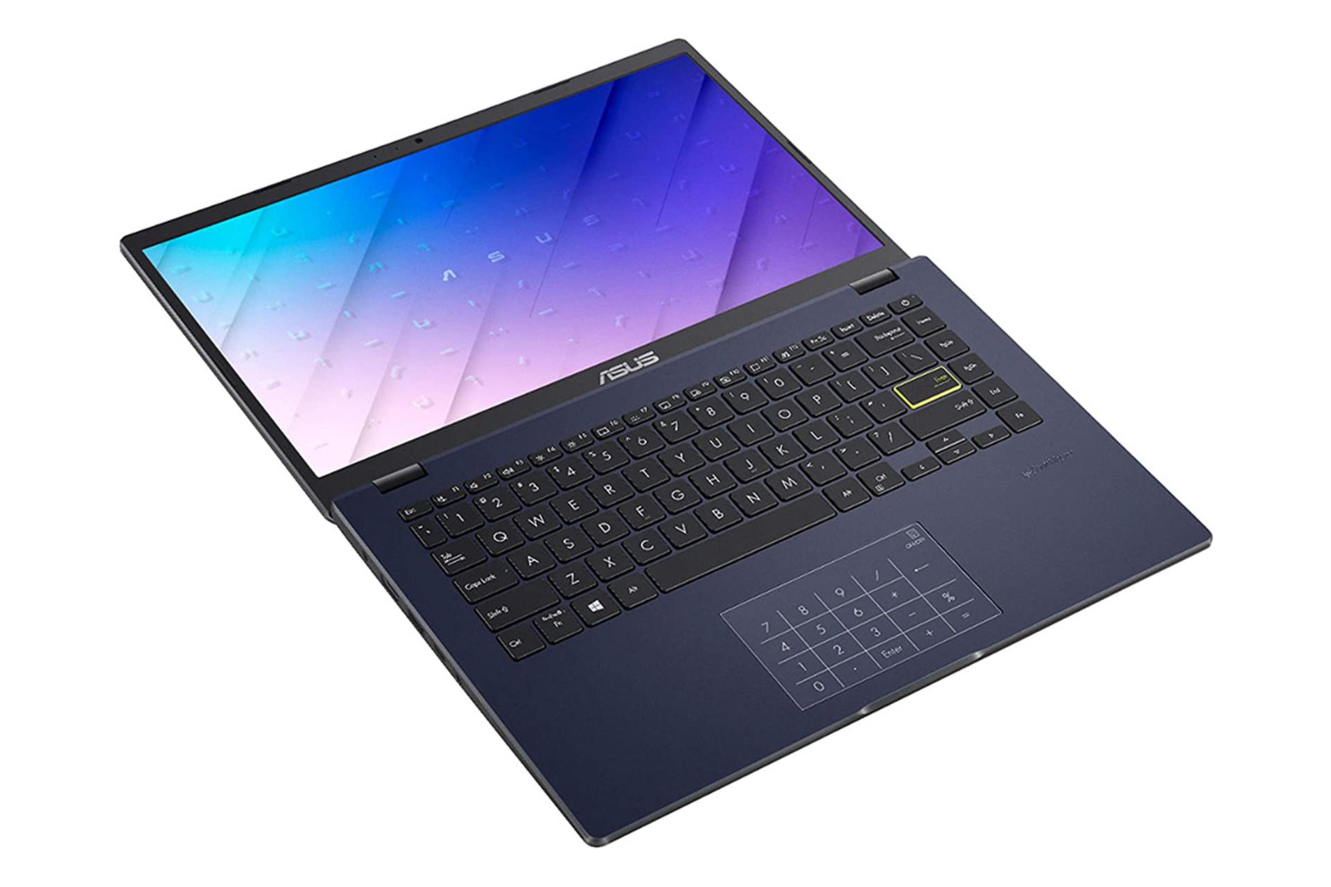 نمای بالا لپ تاپ ایسوس E410MA در حالت کاملا باز