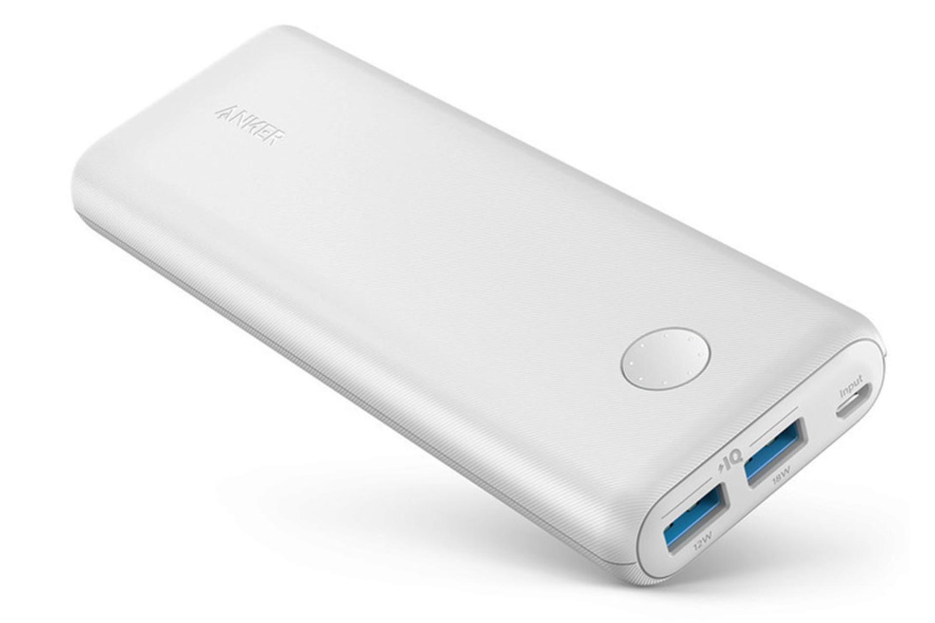 نمای درگاه‌ های خروجی و ورودی پاوربانک انکر مدل Anker PowerCore II 20000 با ظرفیت 20000 میلی‌آمپر 