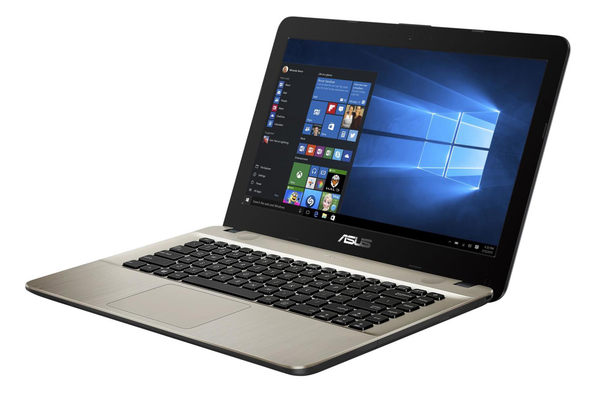 لپ‌تاپ ویووبوک X441MA ایسوس نمای بغل صفحه کلید و صفحه نمایش و پورت ها / Asus VivoBook X441MA