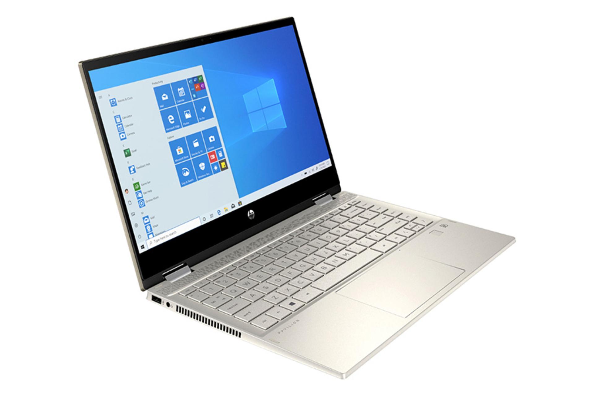 نمای کنار لپ تاپ اچ پی پاویلیون ایکس 360 14m-dw0023dx و نمایش پورت ها