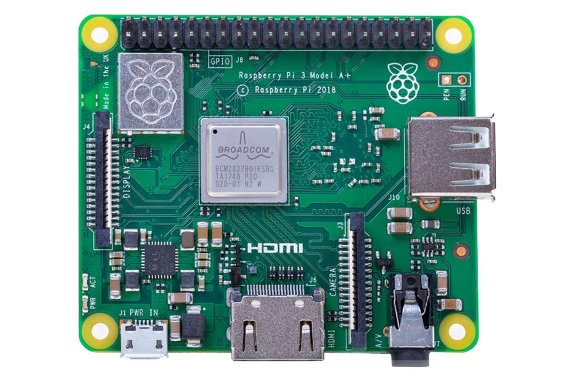 نمای روبرو Mini PC رزبری پای Raspberry Pi 3 Model A+