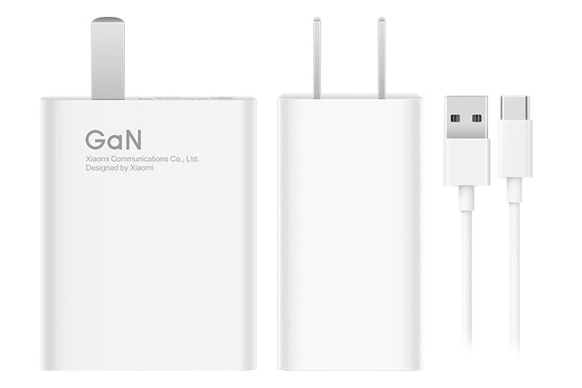 شارژر شیائومی Xiaomi 55W GaN Charger MDY-12-EQ front همراه کابل