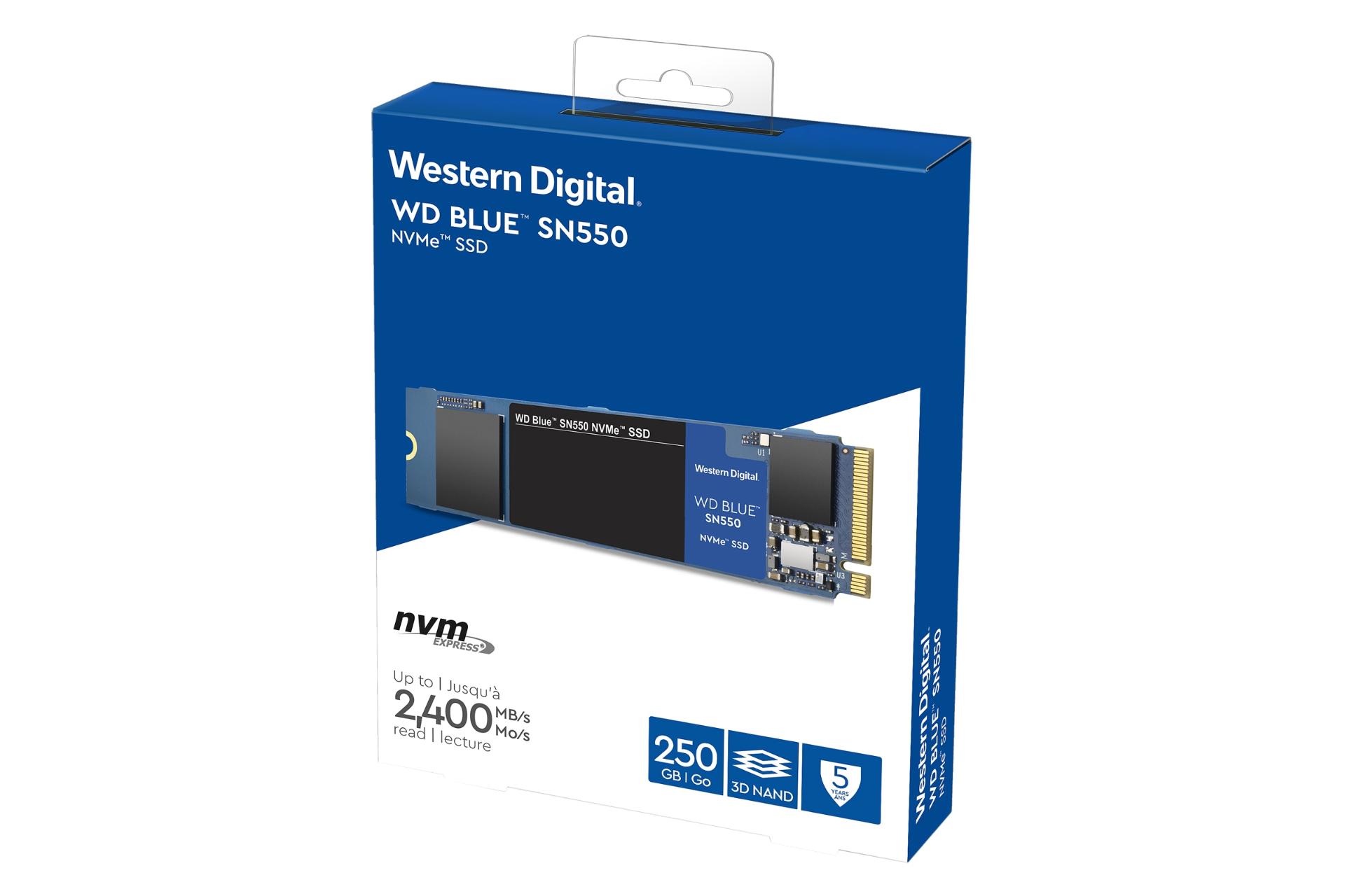 جعبه SSD وسترن دیجیتال Western Digital Blue SN550 NVMe M.2 250GB ظرفیت 250 گیگابایت