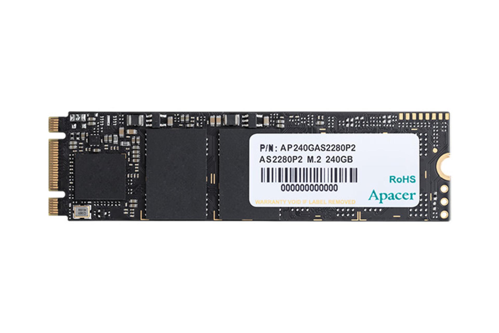نمای روبرو SSD اپیسر Apacer AS2280P2 NVMe M.2 ظرفیت 240 گیگابایت