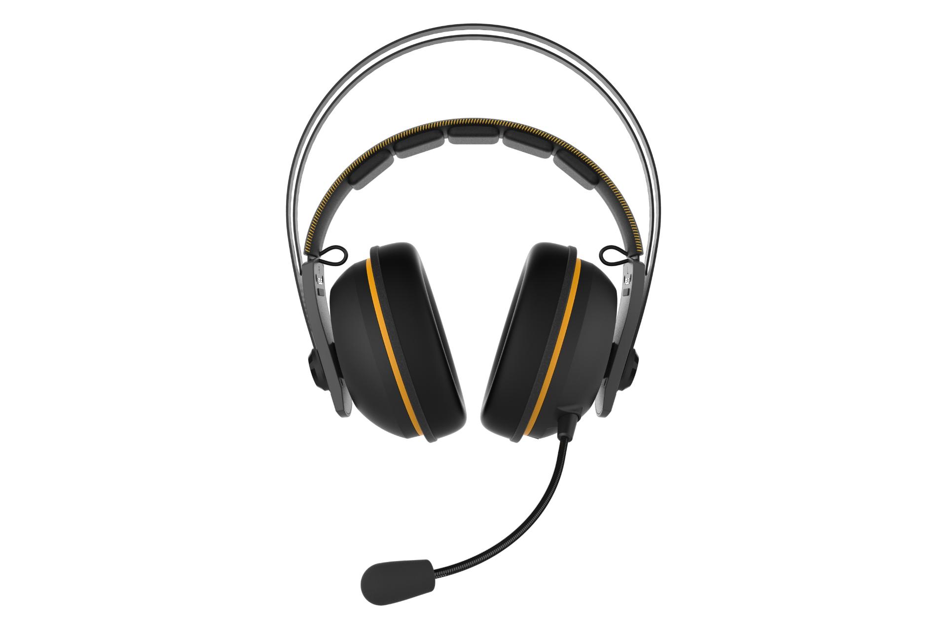 نمای روبرو هدست گیمینگ ایسوس Asus TUF Gaming H7 Wireless زرد