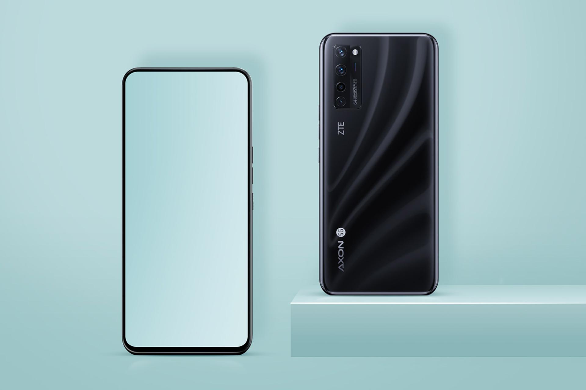نما جلو و پشت گوشی زد تی ای ZTE Axon 20 5G با رنگ مشکی