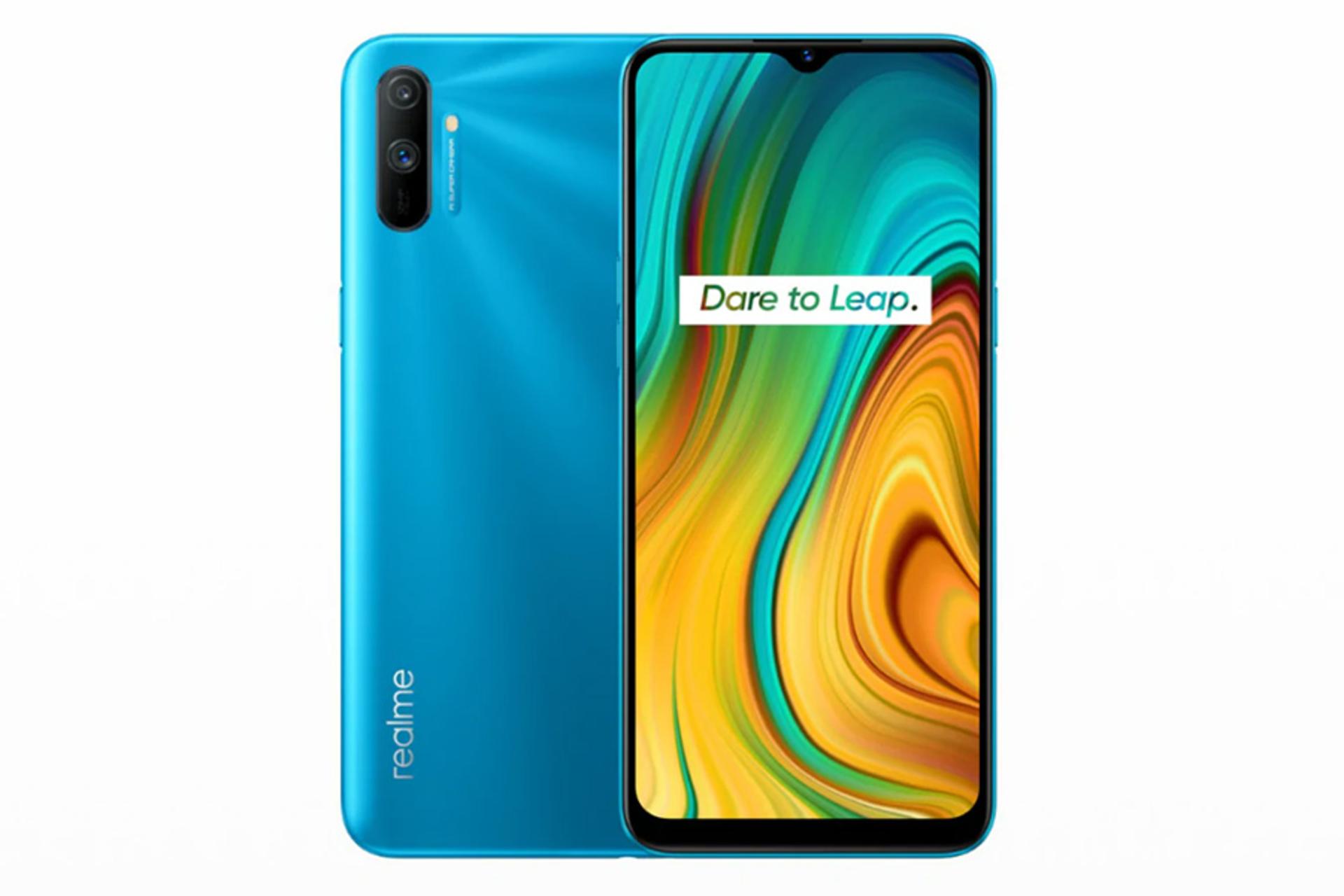 نمای پشت و جلوی گوشی اوپو ریلمی C3i رنگ آبی / Oppo Realme C3i