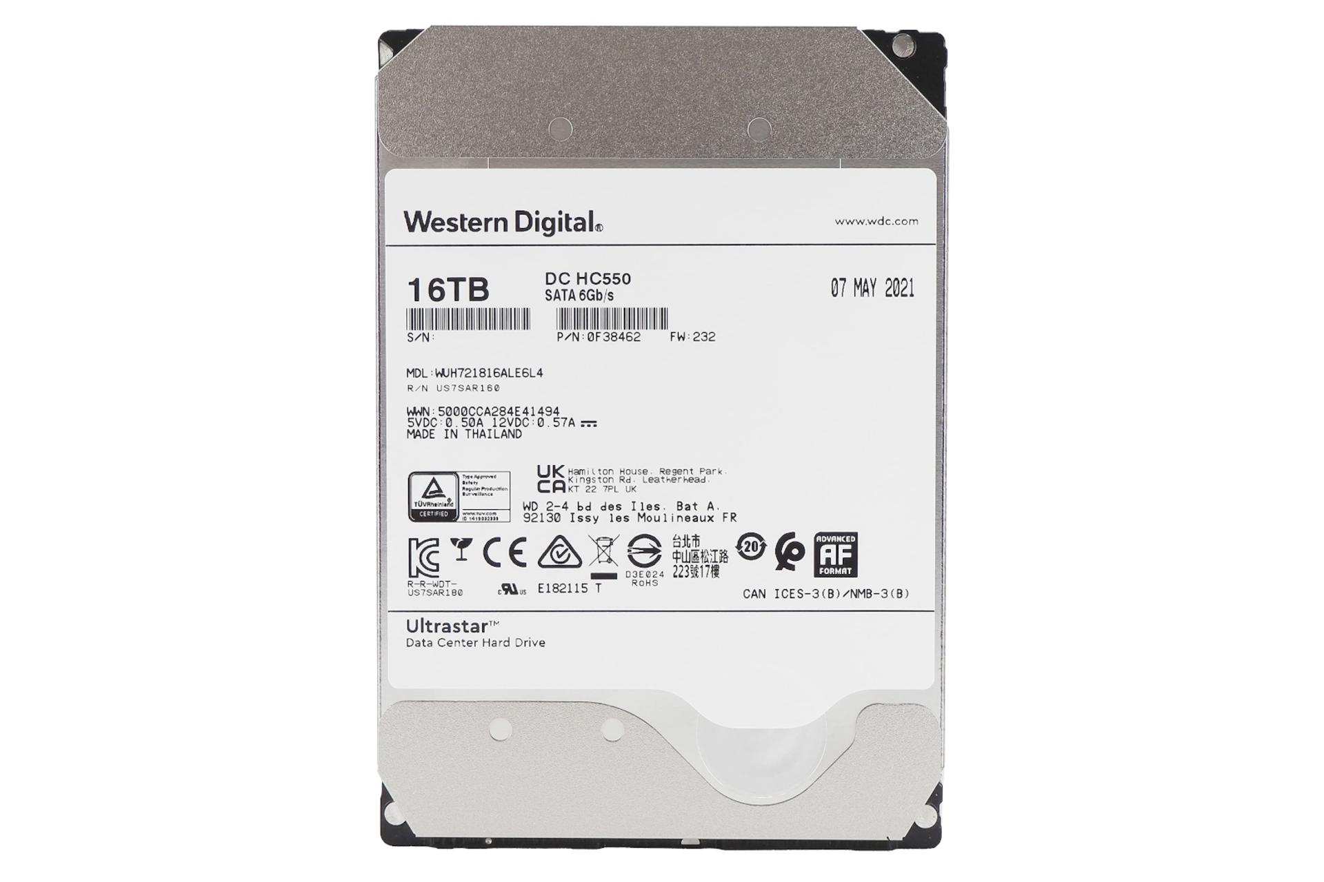 هارد دیسک وسترن دیجیتال Western Digital Ultrastar HC550 3.5 Inch 16TB ظرفیت 16 ترابایت