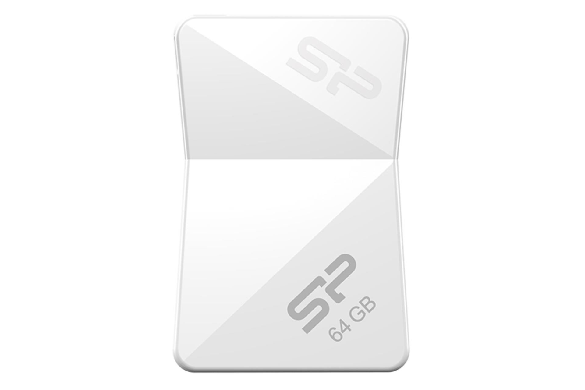 نمای روبرو فلش مموری سیلیکون پاور مدل Touch T08 ظرفیت 64 گیگابایت سفید