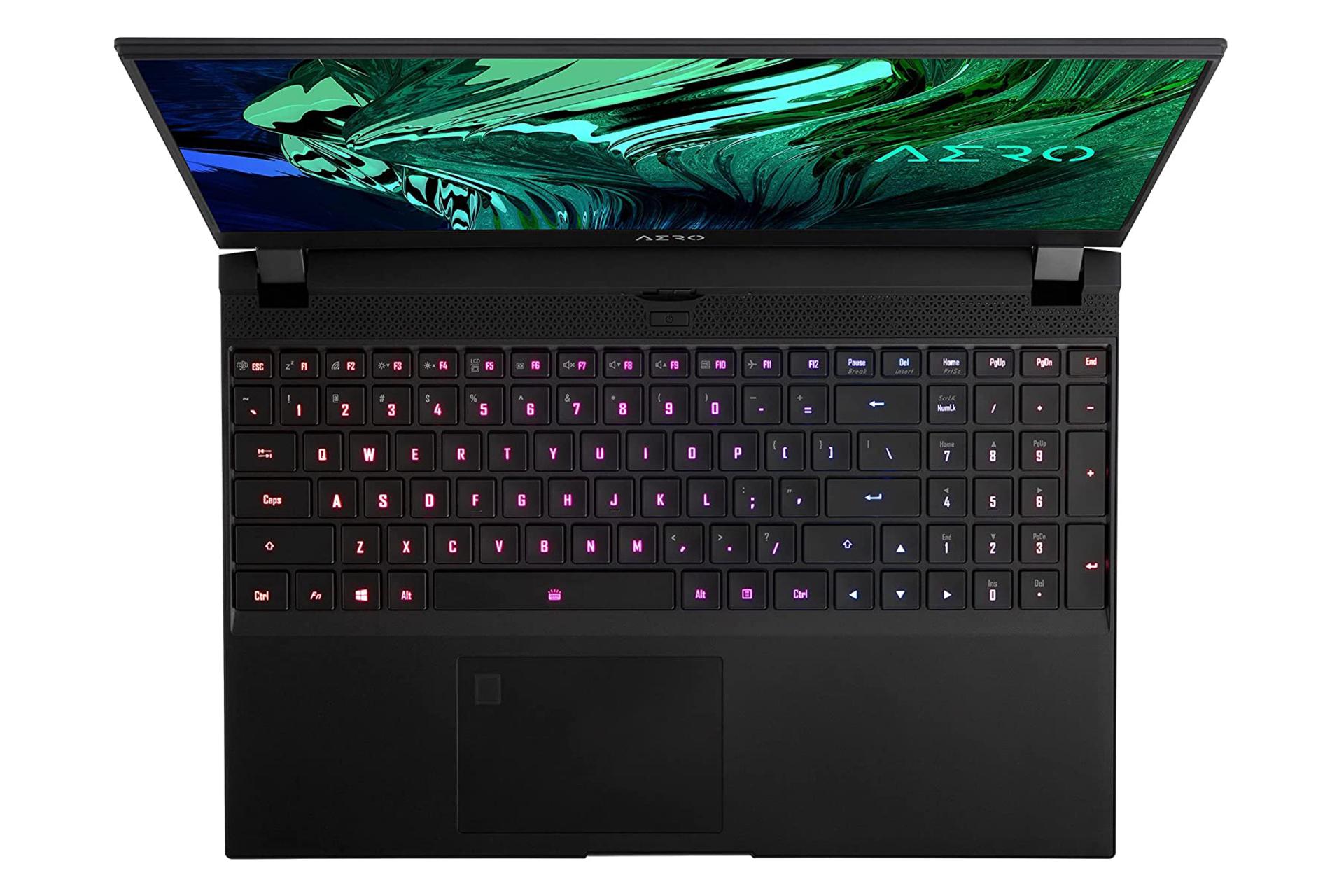 لپ تاپ گیگابایت AERO 15 OLED XD از نمای بالا